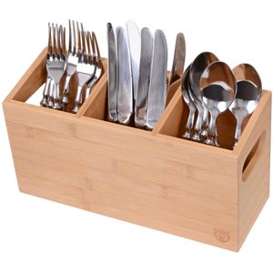 Gräwe Besteckhalter 298.3, Bambus, 30,5 x 16 x 11 cm, braun, mit 3 Fächern