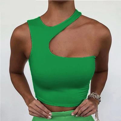 Lush Living Finds Asymmetrical Off Shoulder Crop Tank Top For Women Summer Going Out Fashion Top green m