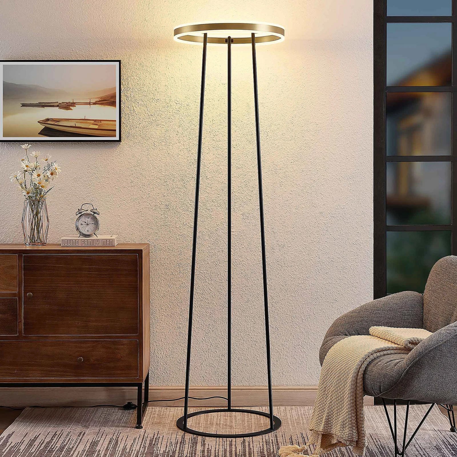 Lucande Seppe LED Vloerlamp Brass - Messing Metaal
