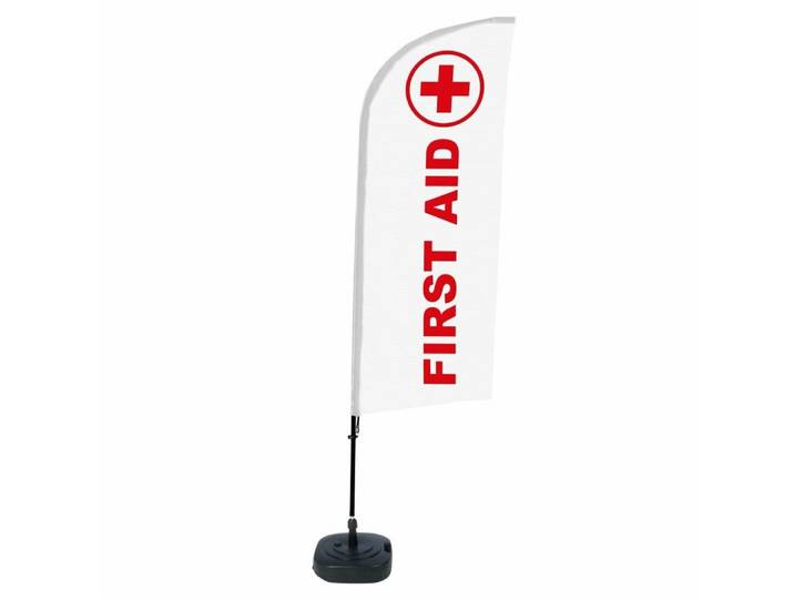 Showdown Displays Standregal Beachflag - Komplett-Set - First Aid Englisch - Weiß/Rot/Schwarz, 1-tlg.