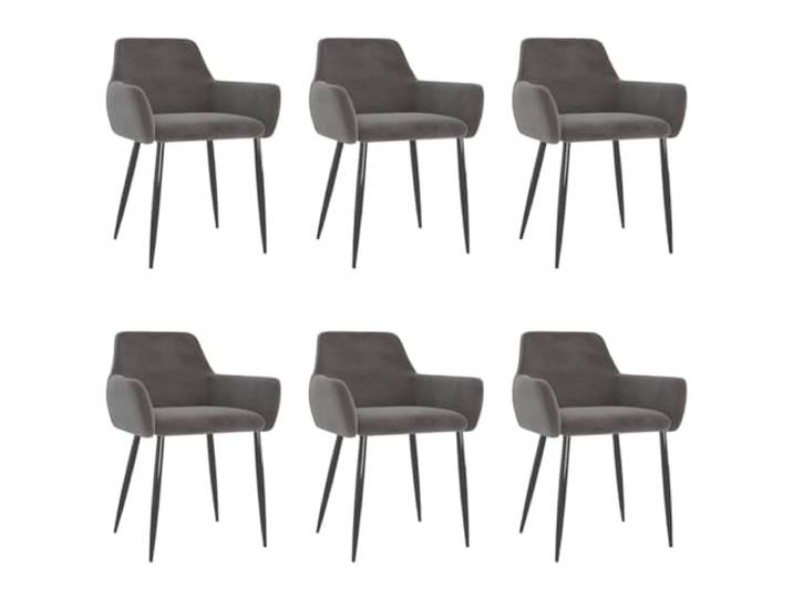 HMDNGOUT Esszimmerstühle 6 STK. Dunkelgrau Samt Samtbezug, Metallbeine, Rückenlehnen, max. 110 kg pro Sitzplatz, Esszimmer, Küche