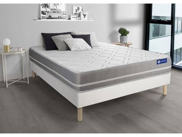 Ensemble Matelas Sommier 180x190 cm - Actilatex Touch - Sommier Kit Blanc