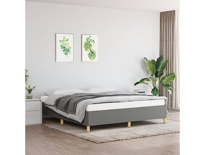 YNGBHFNOP Atmungsaktiver Stoff Stützbeine Sperrholzlatten Grau 160x200 cm Boxspringbettgestell Dunkelgrau 160x200 cm Stoff mit Stabilen Beinen und Sperrholzlatten, Atmungsaktiver Bettrahmen fuer