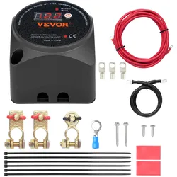 VEVOR Doppelbatterie-Trennrelais, 12 V, 140 A, manueller und automatischer Modus, spannungsempfindliches VSR-Relais mit LCD-Bildschirm, für ATV, UTV, Wohnmobil, Wohnwagen, LKW, Boot, Yacht