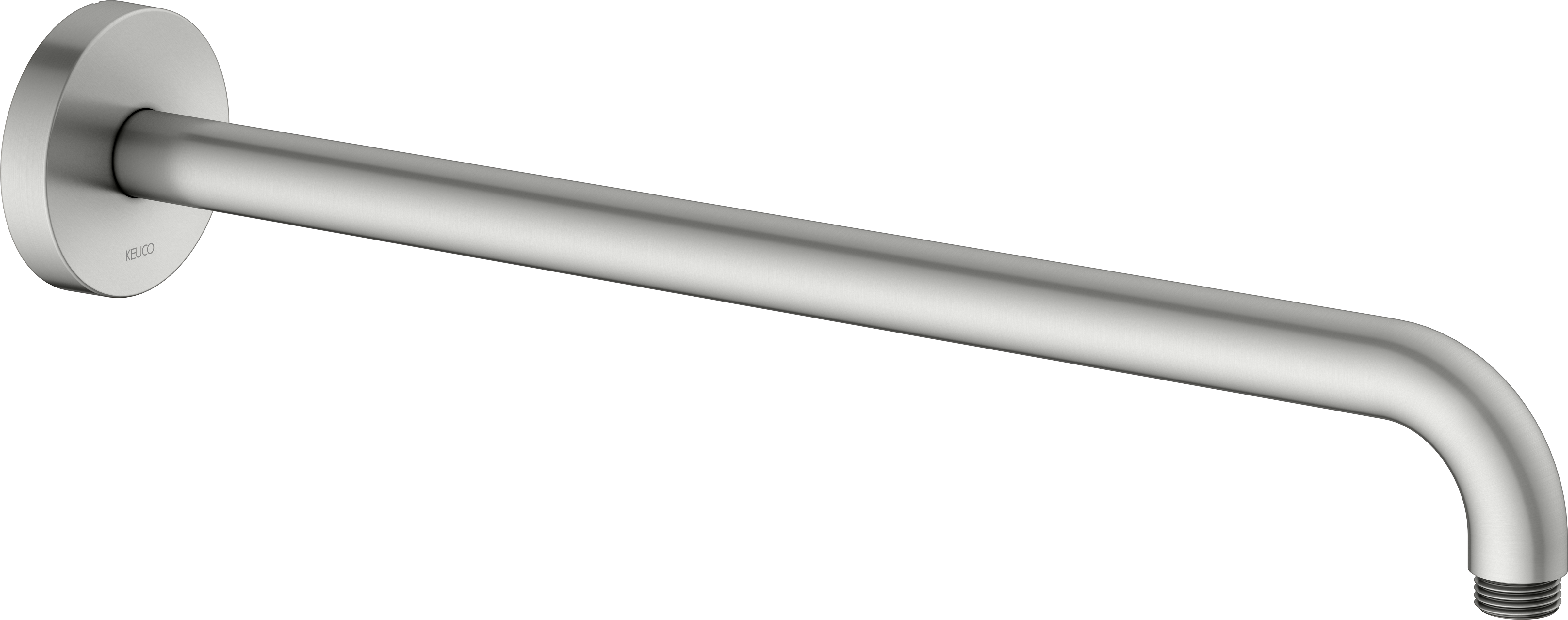 Bras de douche universel KEUCO 51688210400 saillie 450 mm, finition inox, raccordement mural, rosace ronde