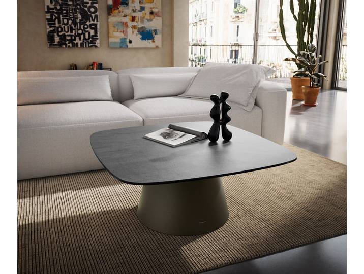 Couchtisch Edge Boot 90x90 cm Keramik Beton Grau Borna Effektfinish Titan, Couchtische