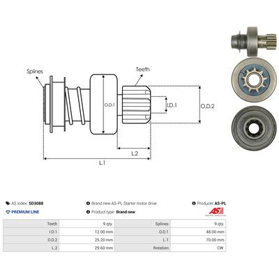 AS-PL Freilaufgetriebe, Starter sd3088