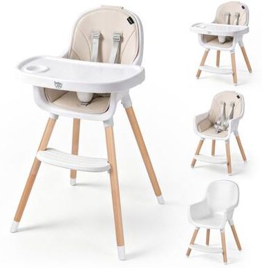 Costway Convertible High Chair with 5-Point Harness for Babies and Toddlers-Beige
