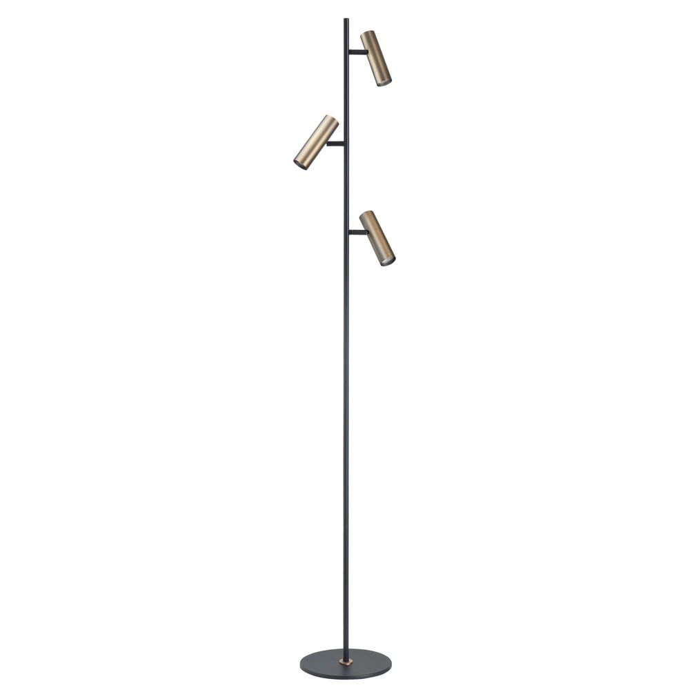 Highlight Vloerlamp Trend 3-lichts zwart met koper brons V4733.32