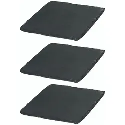 3x Schieferplatten I quadratisch I 20x20x0 ,5 cm I Sushi Platte Steinteller Schieferplatten Set Schiefer Servierplatten deko Buffet Platten