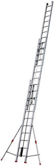 Facal Roller R35-3S - 3x11 gradini, 8.54 m - Scala tripla telescopica in alluminio - Con stabilizzatori - Altezza stimata operativa 9.44 m