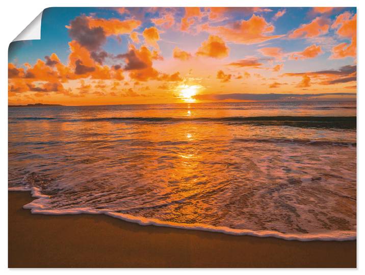 Wandbild ARTLAND Sonnenuntergang am Strand , orange (farbe bild(er): orange), B:120cm H:90cm, Bilder, Wandbild, als Leinwandbild, Poster in verschied. Grössen