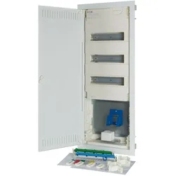 Eaton 302437 Unterputz-Kleinverteiler, Hybrid, 5-reihig, 36TE, Stahlblechtür flach KLV-60UPP-HY36-F