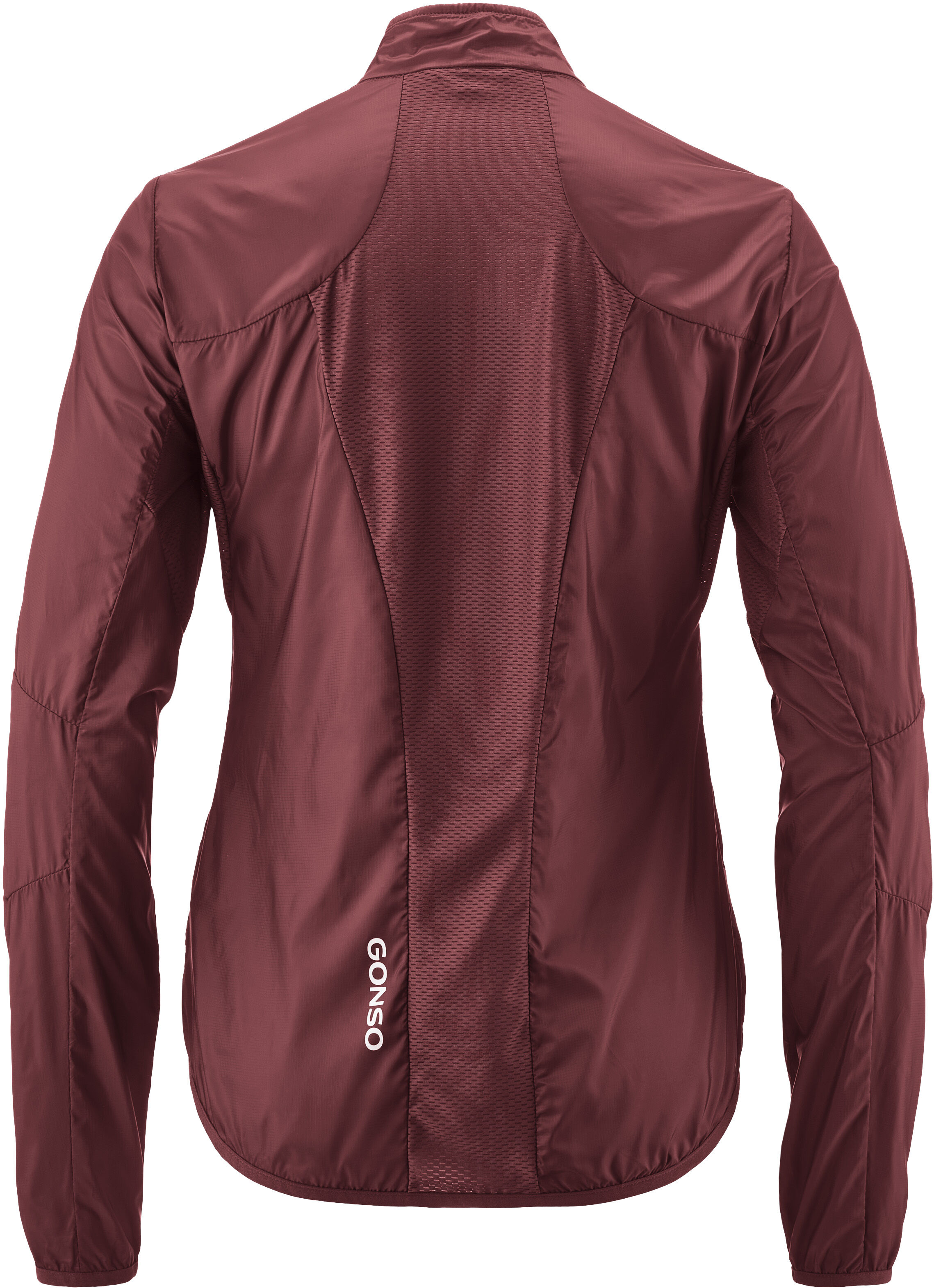Fahrradjacke GONSO "Road Jacket Wind W", Damen, Gr. 40, rot (rotbraun), 100% Polyester, Rundhals, Jacken Fahrradjacke, Damen Radjacke, atmungsaktive Rennrad-Windjacke, Funktionsjacke rotbraun 40