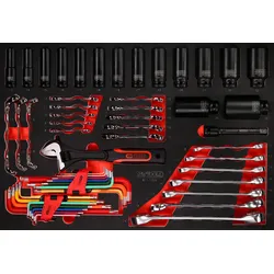 KS Tools Schraubenschlüssel- - und Kraft-Stecknuss-Satz in Schaumstoffeinlage, 55-tlg - 811.1055