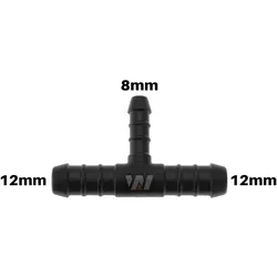 WamSter® T Schlauchverbinder Pipe Connector reduziert 12mm 12mm 8mm Durchmesser