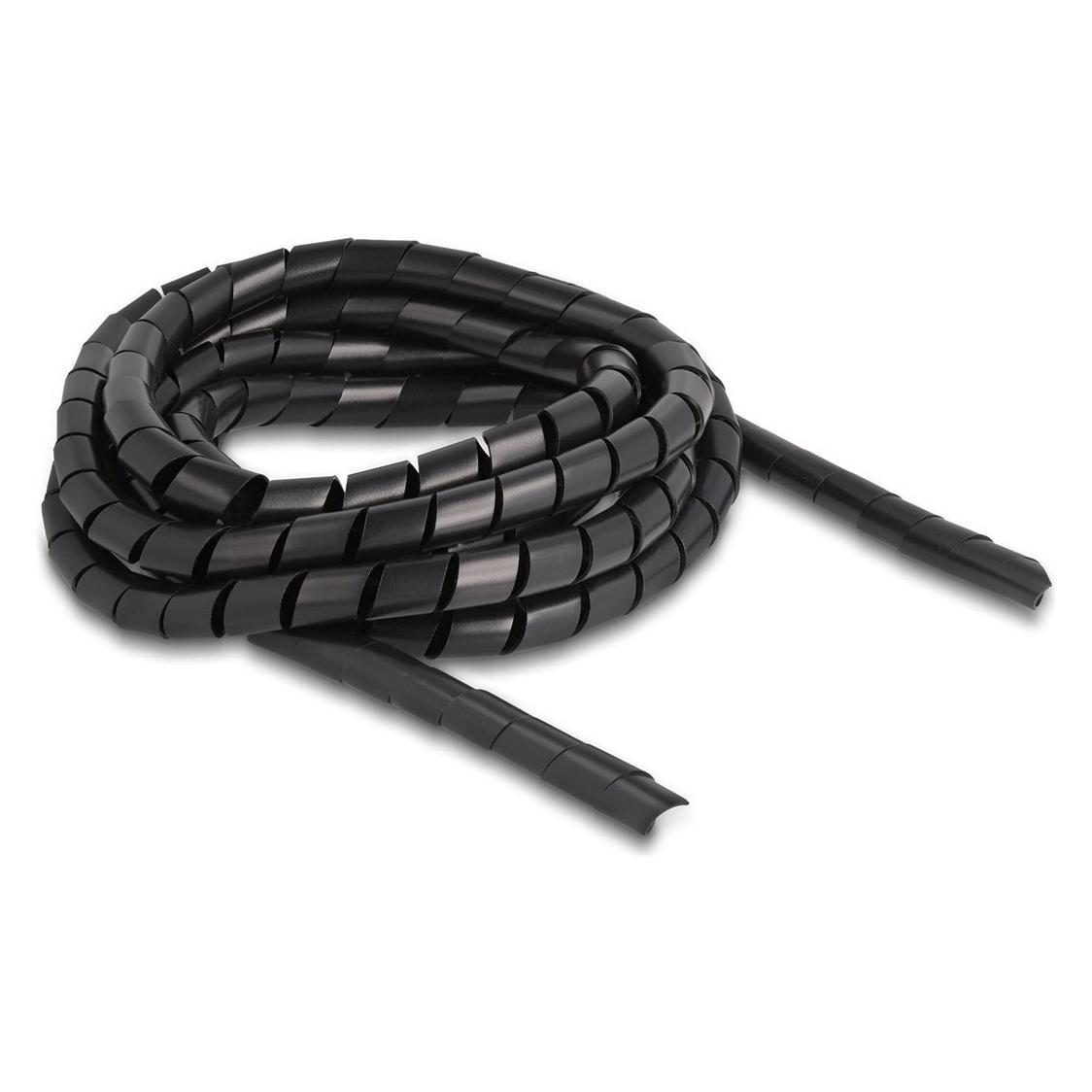 Delock Spiroschlauch flexibel 2 m x 10 mm Schwarz (Kabelspiralschlauch, 200 cm) (19014)