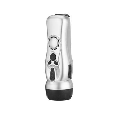Outdoor Survival Hand Crank Emergency Flashlight & Radio With Rechargeable Emergency Lighting silver