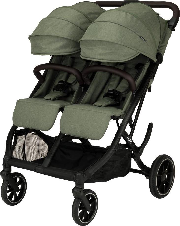 Novi Scott V2 Geschwisterbuggy - für 2 Kinder - bis 15 kg pro Sitz - All-Terrain-Räder - ab Geburt geeignet - Grün