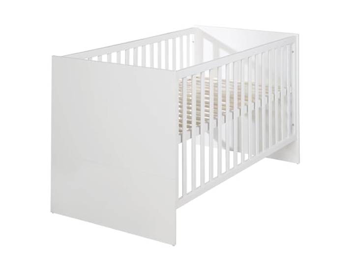 roba Kombi-Kinderbett Lilo 70 x 140 cm – Babybett 3-Fach höhenverstellbar mit 3 Schlupfsprossen – zum Juniorbett umbaubar – Weiß