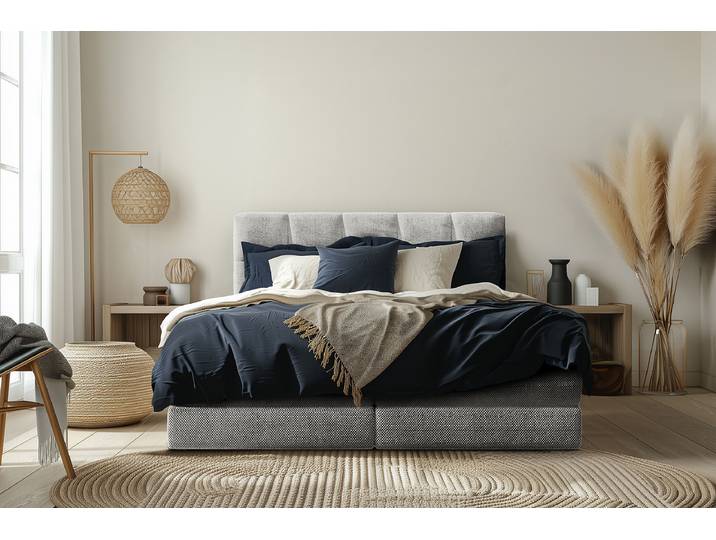 Boxspringbett Leanne 180 x 200cm Strukturstoff Onka Beige H4
