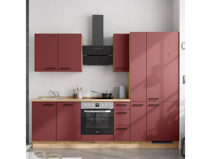 Küchenzeile High-Line Easytouch Kombi A 270cm Ausrichtung rechts Rot/Dunkelrot Laurus