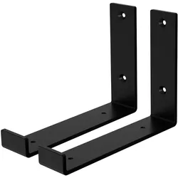 ML-Design Regalhalterung 2 Stück 20x4x14 cm Schwarz aus Metall 5 mm Loch