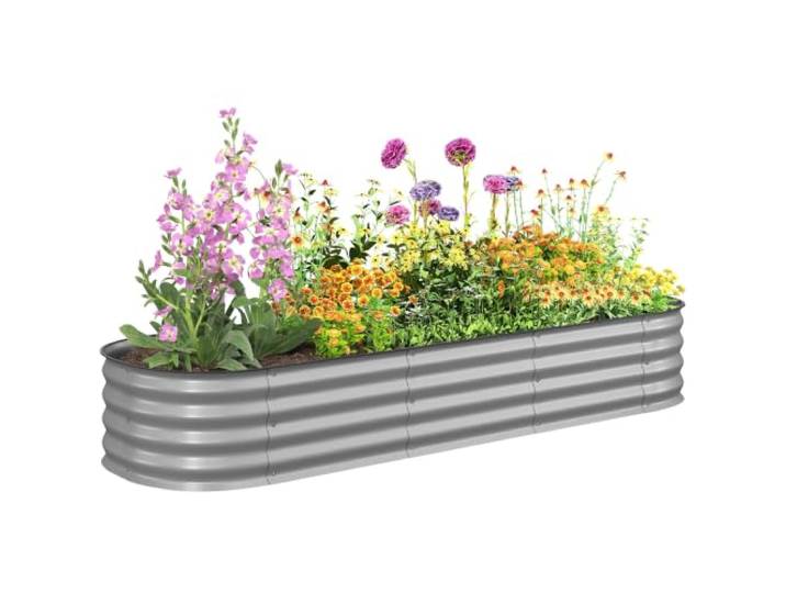 Outsunny Hochbeet Metall Pflanzkasten Garten/Balkon 195x62x30 cm Silber