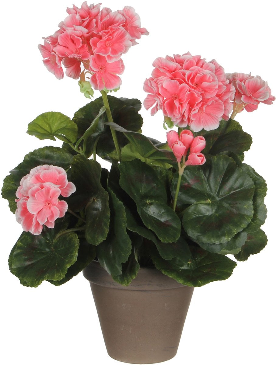 Mica Decorations Kunstplant Geranium Perzik in Pot - 34 cm