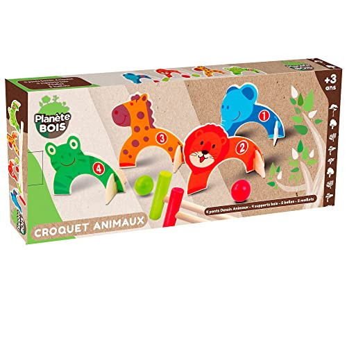 Planète Bois Dieren Croquetspel voor 2 tot 6 spelers Multicolor Hout