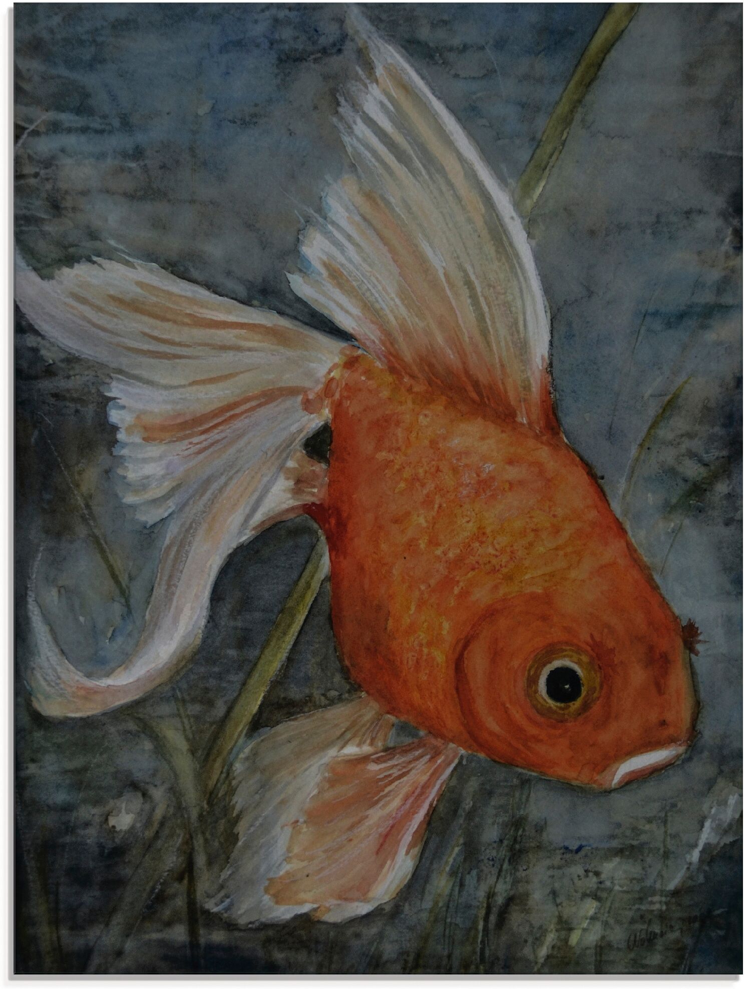 Glasbild ARTLAND "Feng Shui - Goldfisch", orange (farbe bild(er): orange), B:45cm H:60cm, Bilder, Glasbild, in verschiedenen Grössen farbe bild(er): orange B/H/T: 45cm x 60cm, Glasbild Wassertiere Hochformat, 1 Stk.
