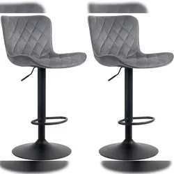 Proregal CHEFGASTRO 2er Set Barhocker TIJUANA Samt HxBxT 83x48x54cm Dunkelgrau Barstuhl