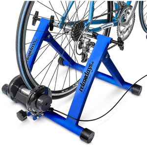 Relaxdays Rollentrainer blau, mit Andruckwalze, für 26-28 Zoll Räder