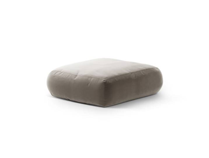 Pouf en velours béton