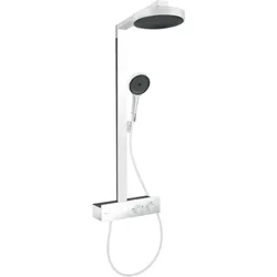 Hansgrohe Rainfinity Showerpipe 350 mit Kopfbrause 250 EcoSmart mattweiß – 2 Verbraucher, PowderRain Strahl, Aufputzinstallation, DN15 Anschluss