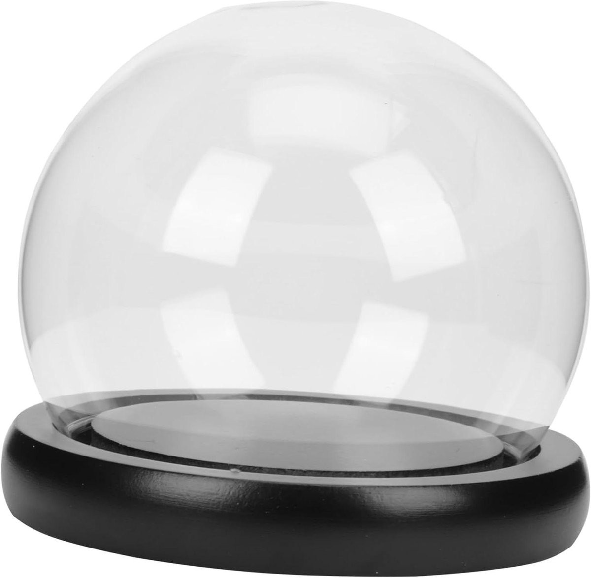 Glazen Display Koepel met Houten Basis - Zwart - 11x1 cm