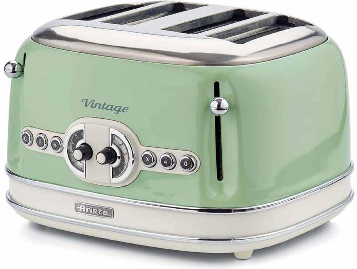 Ariete 0156/04 - Vintage broodrooster - 4 sleuven - 1630W - 6 standen - Groen