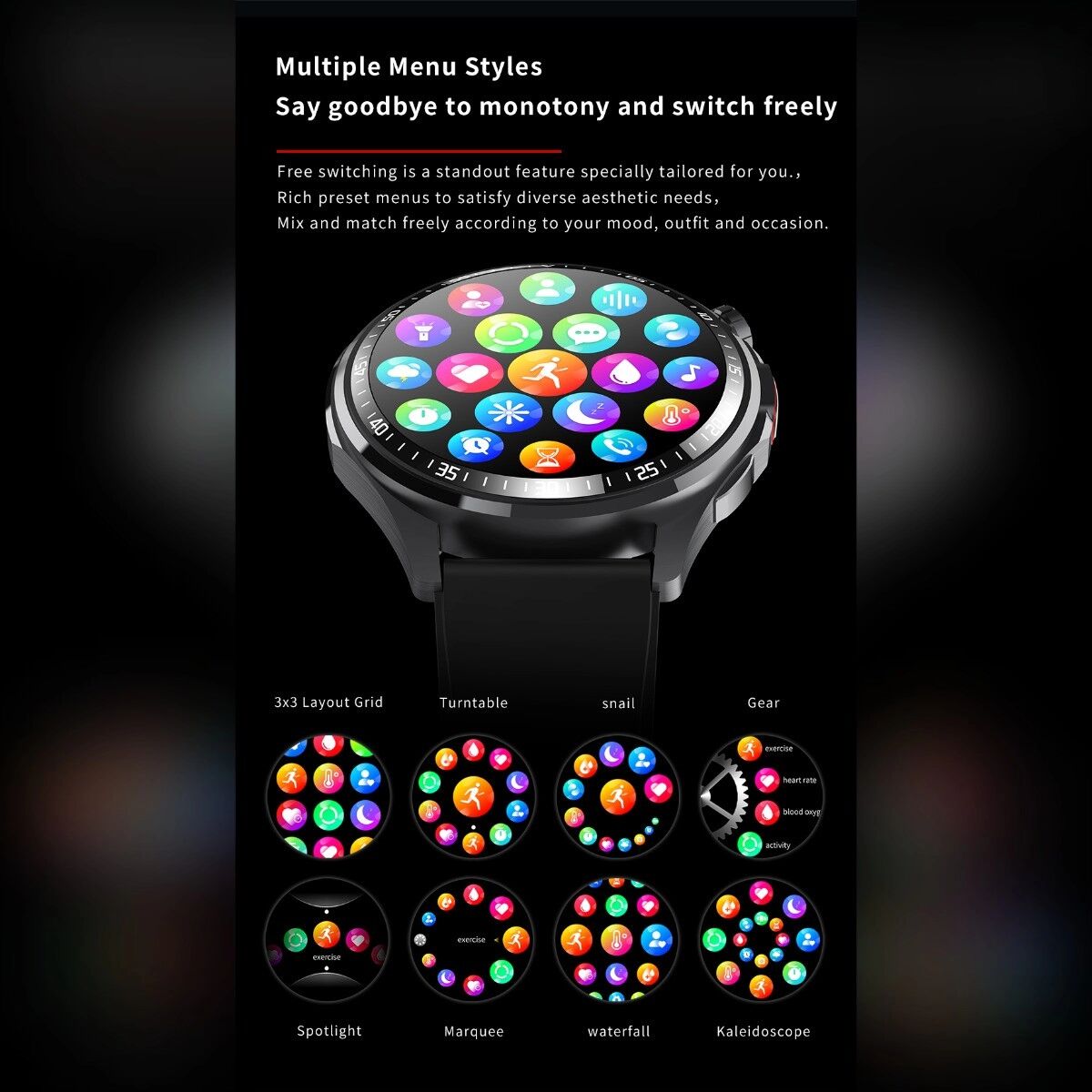 INF F240 Smart Watch – Eloxiertes Aluminium & Leder, 1.55" Rundes Display, Bluetooth 5.3 Anrufe & 150+ Sportmodi Braun