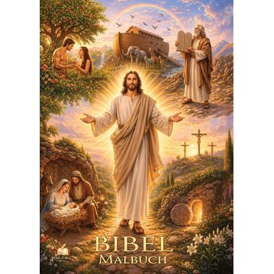 Bibel Malbuch für Kinder ab 8 Jahren und Erwachsene mit 74 wunderschönen Ausmalmotiven aus dem Alten und Neuen Testament, Taschenbuch von Josef Mickey