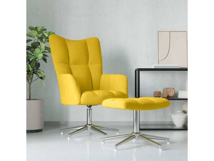 Fauteuil Salon Velours VIDAXL Chaise D'appoint Relax avec tabouret Jaune moutarde Velours_7882