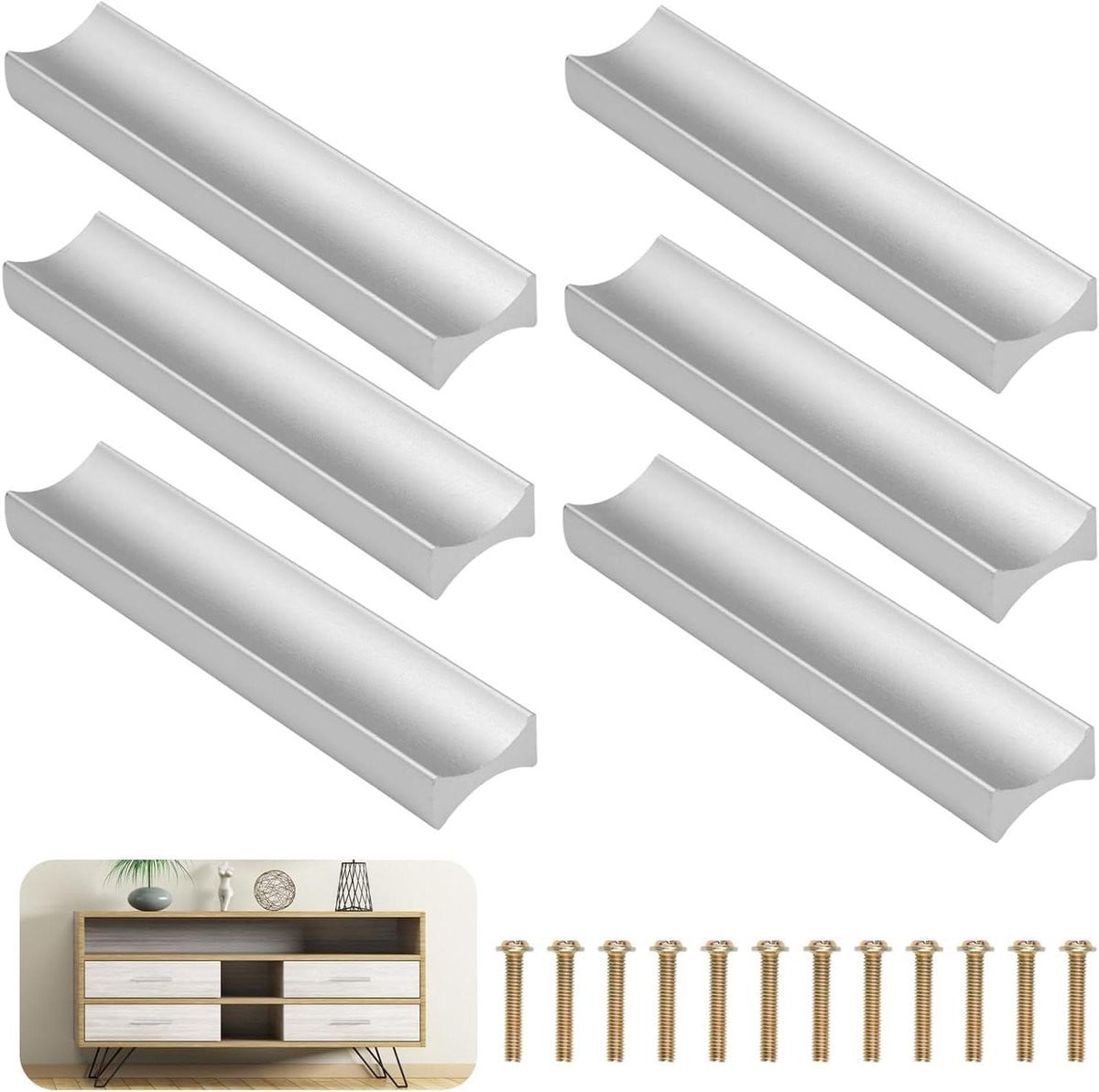 Zilveren meubelgrepen van aluminium legering met 32 mm gatafstand