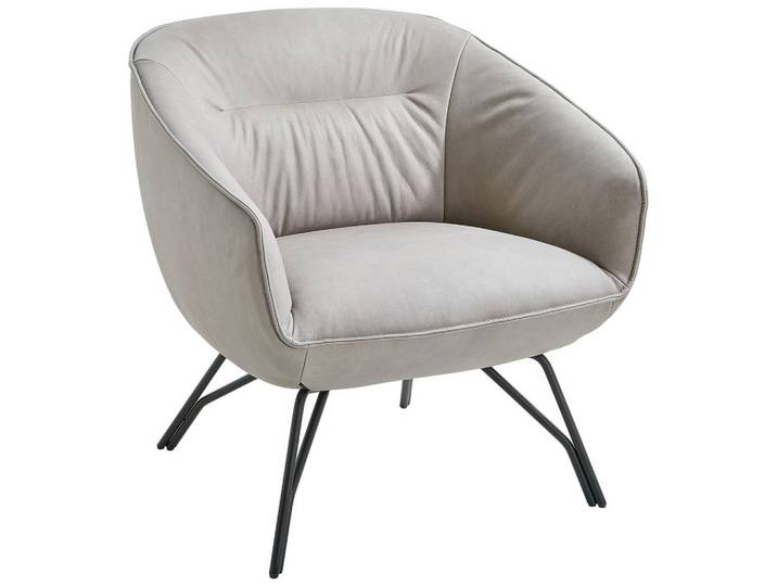 Joop! Cocktailsessel, Hellgrau, Metall, Echtleder, Rauleder, Rindleder, 77x81x72 cm, Blauer Engel, Goldenes M, Emas, Fußauswahl, Lederauswahl, Stoffauswahl, Wohnzimmer, Sessel, Ledersessel