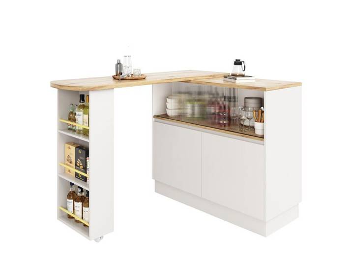 Îlot de cuisine Logidon 90x45x100 cm blanc rotatif à 360 degrés