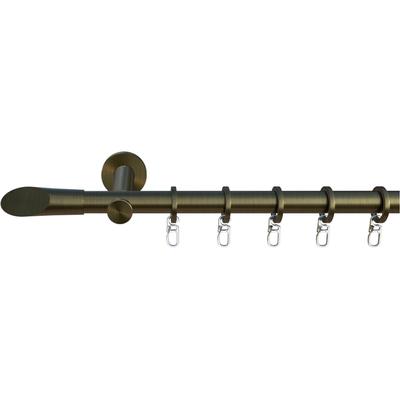 Gardinenstange INDEKO "Marbella", braun (messing, antik), L:100cm Ø:16mm, Eisen, Gardinenstangen, Komplett-Set inkl. Ringen,Faltenlegehaken und Montagematerial