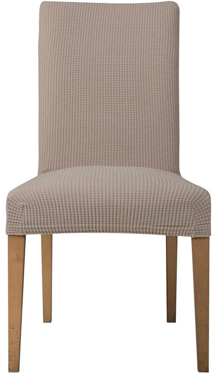 Elastische Universele Stoelhoezen - Jacquard Eetstoelhoezen, Zandkleur, 4 Stuks
