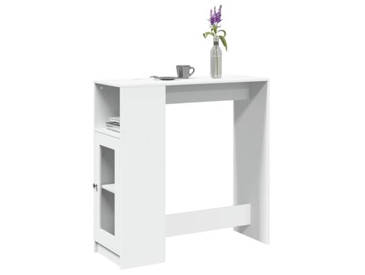 TEKGHUT Bartisch Mit Regal Weiß 101x40x103,5 cm Holzwerkstoff, 3 Fächer Stauraum für Flaschen und Bücher, Küche, Wohnzimmer, Essbereich, feuchtes Tuch reinigt leicht