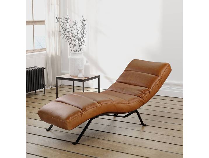 Relaxliege Kasson Braun Echtleder Arelia Schwarz 172 x 96 x 68cm