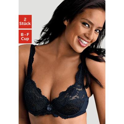 Bügel-BH "Spitzen-BH, Dirndl-BH", Damen, Gr. 80, Cup B, schwarz (schwarz, weiß), Spitze, Obermaterial: 80% Polyamid, 20% Elasthan, PETITE FLEUR BY LASCANA, BHs Bügel-BH, im 2er Pack, große Größen, Dessous