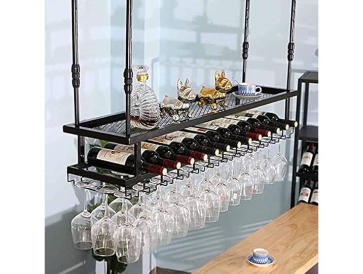 OOPDNEGAK Hängender Weinglashalter – Decken-Weinregal-Ausstellungsständer, Verstellbares Hängeregal, Wandmontiertes Lagerregal, Schweberegal/Pflanzenständer/Ausstellungsständer(80 * 30cm)