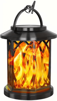 Uplift Curations Dancing Flame Solar Lantern Outdoor Solar Flame Lamp Clip Lantern Landscape Pendant Lamp High Power Street Lamp flame Light
